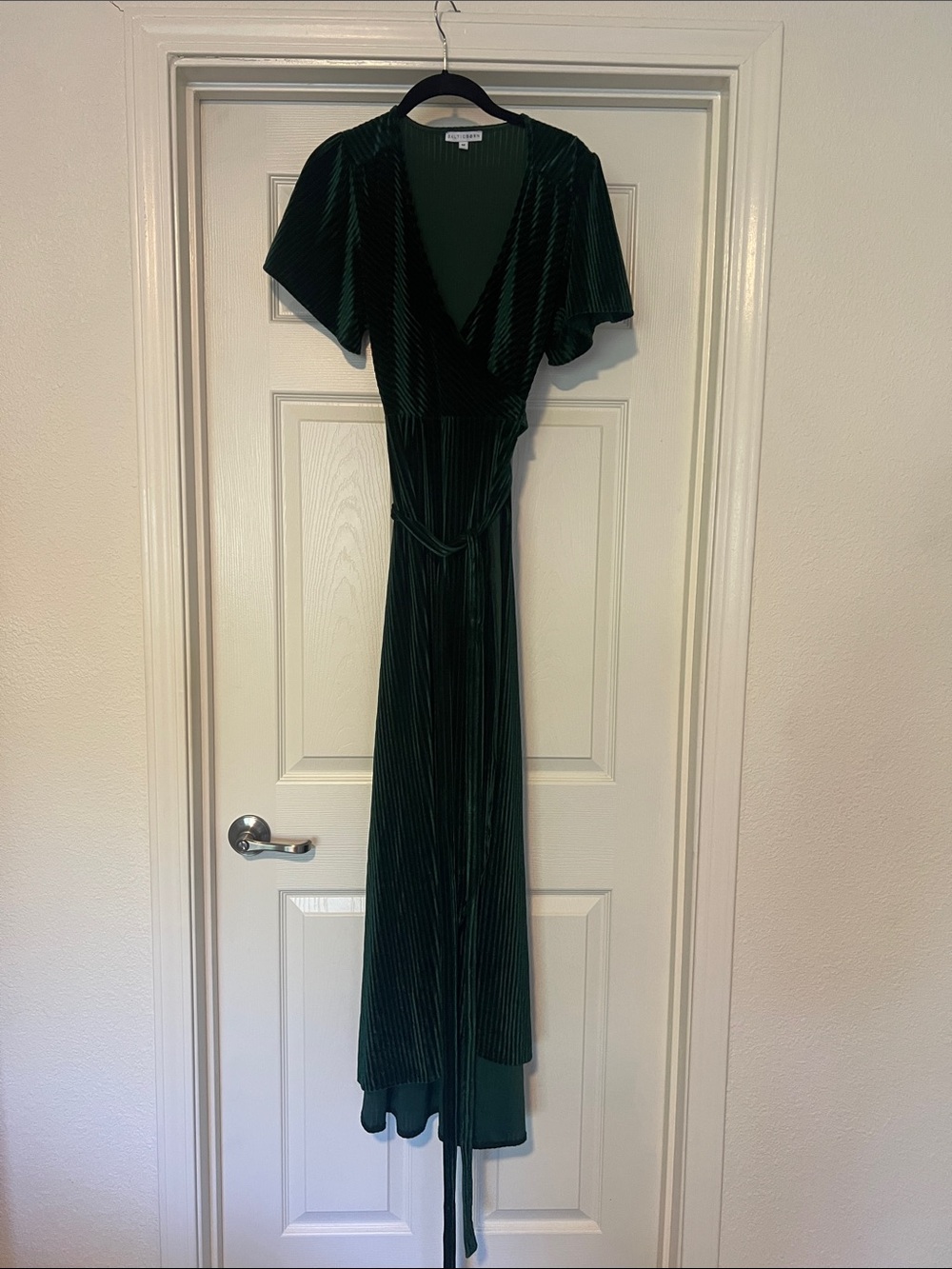 Baltic Born Emerald Green Pleated Velvet Wrap Dress